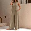 Women's Round Neck Sleeveless Tank Top and Wide Leg Pants 2 Piece Casual Set