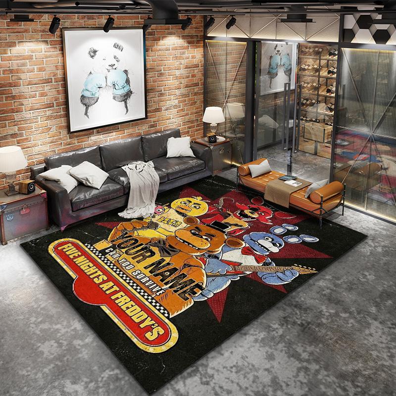 Fnaf Celebration Custom Name Carpet Rug For Living Room Bedroom Home Sofa Decoration Kids Play Nonslip Floor Mat