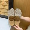 Fashion Sandals for Women's 2025 Summer New Luxury Brand Slippers Lightweight Round Head Shoes Water Diamond Flat Slides Women Sandals