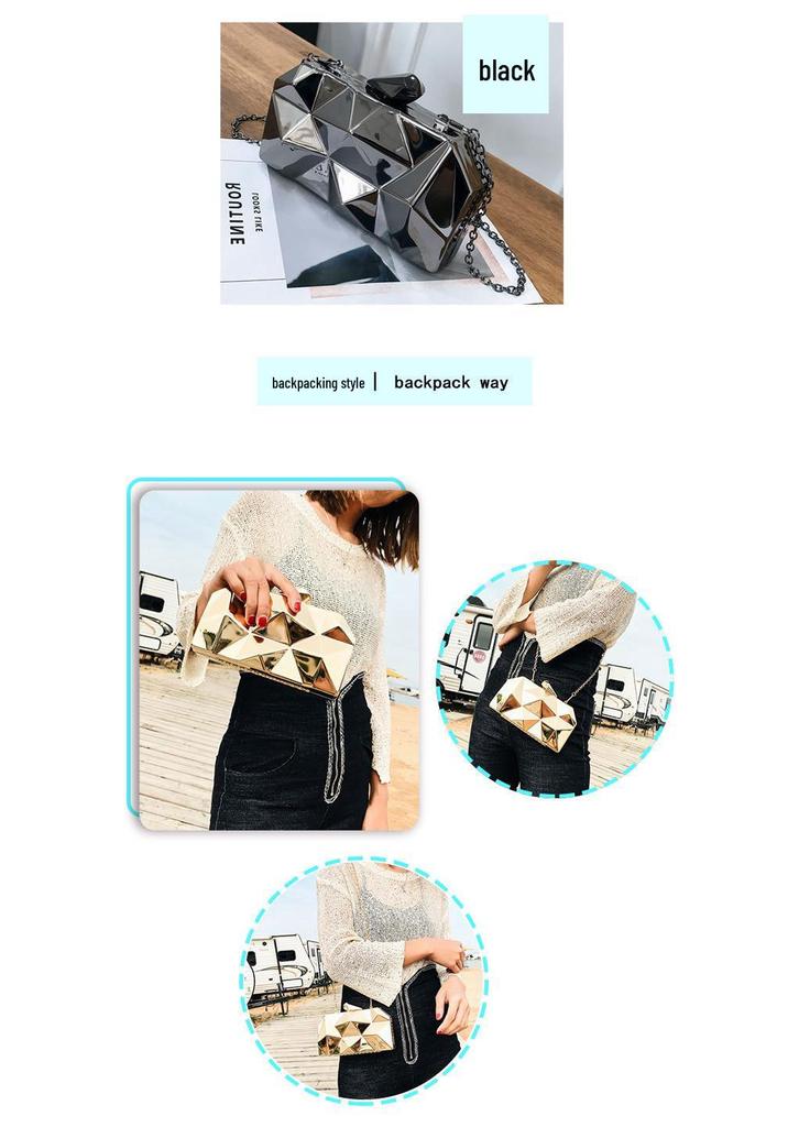 2026 Bestseller Metall-Box-Clutch Handgehaltene Kette Schultertasche für Abend & Bankett
