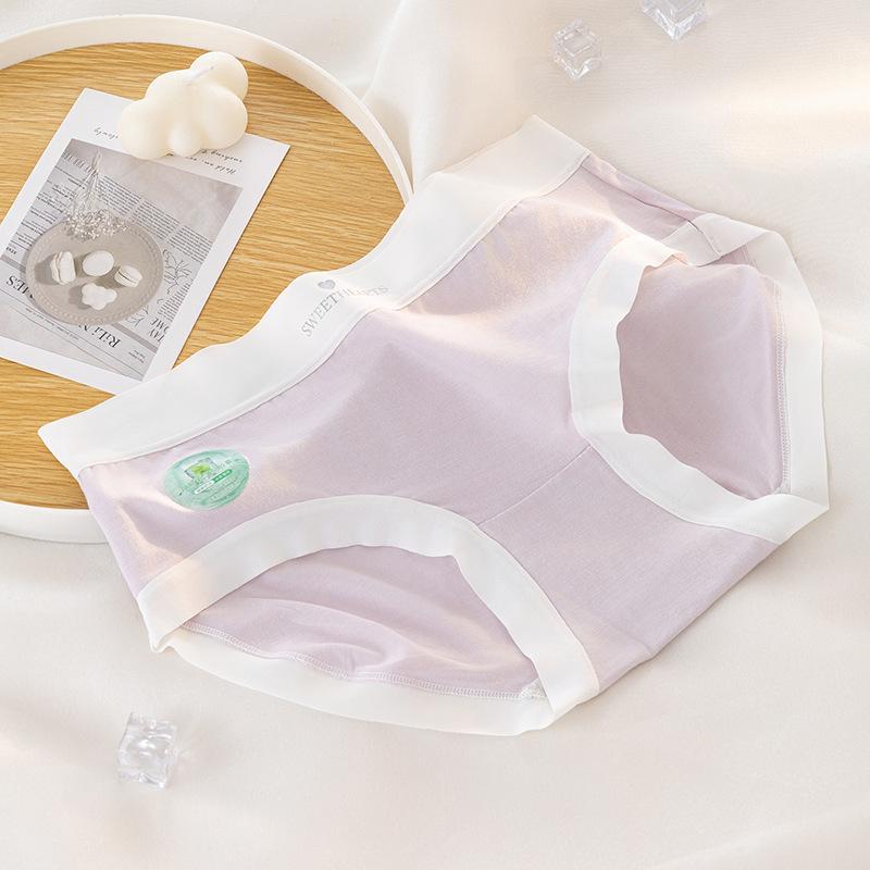 Women's Summer 7A Antibacterial Mint Cool Skin Friendly Mid Waist Cotton Briefs