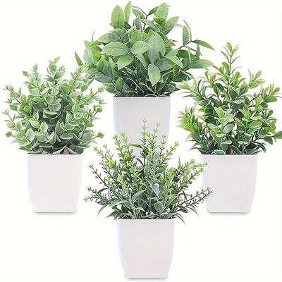4 Stück Simulation Bonsai, Künstliches Grün Topfpflanzen, Kunstpflanze für Bauernhaus Schlafzimmer Wohnzimmer Badezimmer Heimdeko