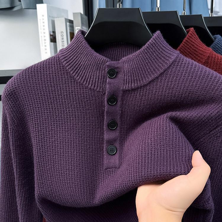 2025 Winter Men s Thick Knit Three-Button Sweater Base Layer XL