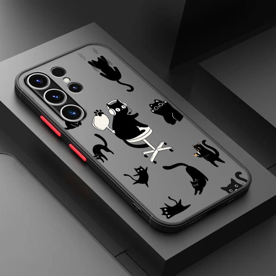 Case for Samsung Galaxy Note 20 Ultra 10+ S25 Ultra S23 FE S24 Plus S20 FE S22 S21 S26 Funda Back Phone Cover Cute Cartoon Cat