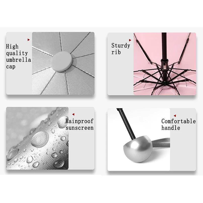 8 Rippen Taschen-Mini-Regenschirm Anti-UV Paraguas Sonnenschirm Regen Winddicht Leicht Klappbar Tragbare Regenschirme für Damen Herren Kinder