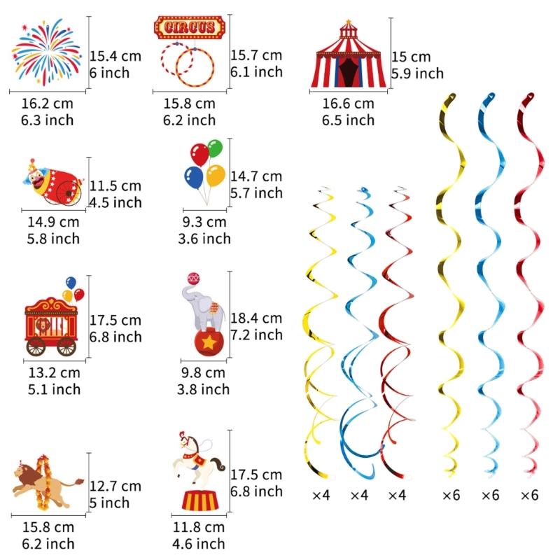 30Pcs Bright Hanging Decorations Circus Themed Party Ornament Sustainable Paper Crafts For Birthday Wedding Celebration