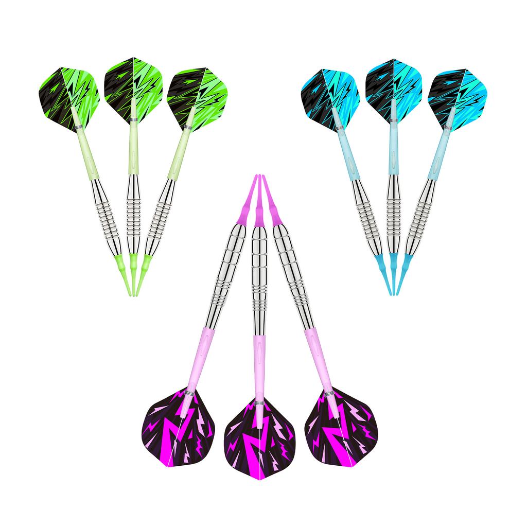 3 Pack Plastic Tip Dart, Not Easy to Break and Bend Professional 18g Soft Tip Dart with Plastic Shafts and Carrying Bag