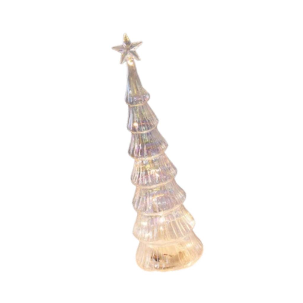 Glass Christmas Tree Figurine Christmas Decoration for Office Bedroom Shelf
