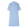 Women's Mid-Length V-Neck Cotton-Linen Dress with Short Sleeves and Three-Button Pockets