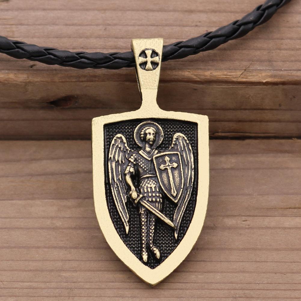 Archangel St. Michael Divine Shield Amulet Pendant Russian Orthodox Men's Necklace