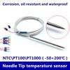 NTC\PT100\PT1000 Class A Temperature Sensor 4X100mm Needle Tip Wire Shielded Cable 1-8m Meter Food Grade Stainless Steel SUS304