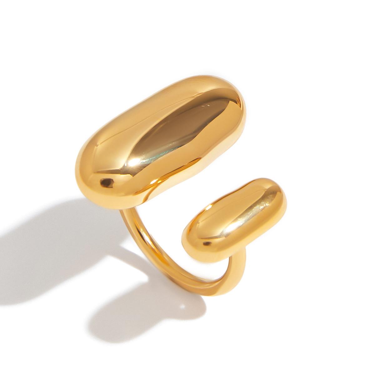 Yori Геометрическое Овальное Золотое Горошек Нержавеющая Сталь Открытое Кольцо для Женщин Повседневная Мода Высококачественные Украшения Защита от Ржавчины золотистый