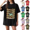 Camiseta feminina casual estampada gola redonda pulôver manga curta top