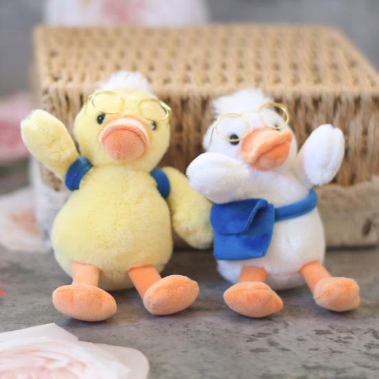 14cm Duck Plush Pendant Lovely Duck Doll Wear Glasses Removable Crossbody Bag Decorative Plushies Stuffed Animal Keyring Handbag Ornament Girl Gift