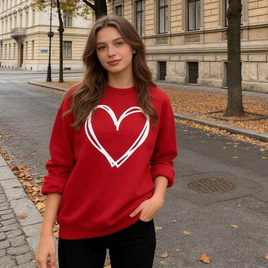 Valentinstag Sweatshirt für Damen Liebesherz Grafik Pullover Rundhalsausschnitt Oberteile Herbst Lässige Langarmshirts