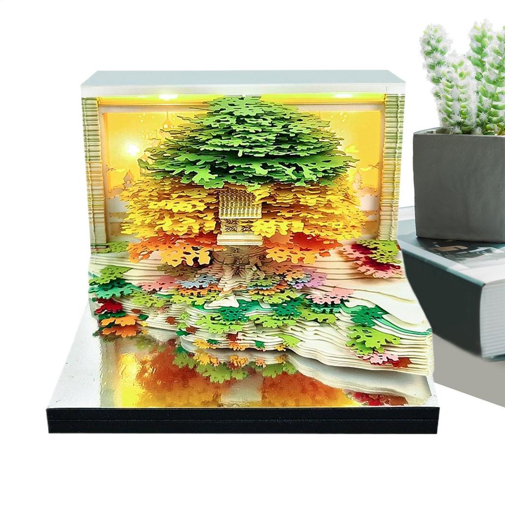 2026 3D Art Calendar Memo Pad 3D Tree Shaped Notebook Desk Calendar Tear Away Notepad Paper Sculpture Time Piece Calendar