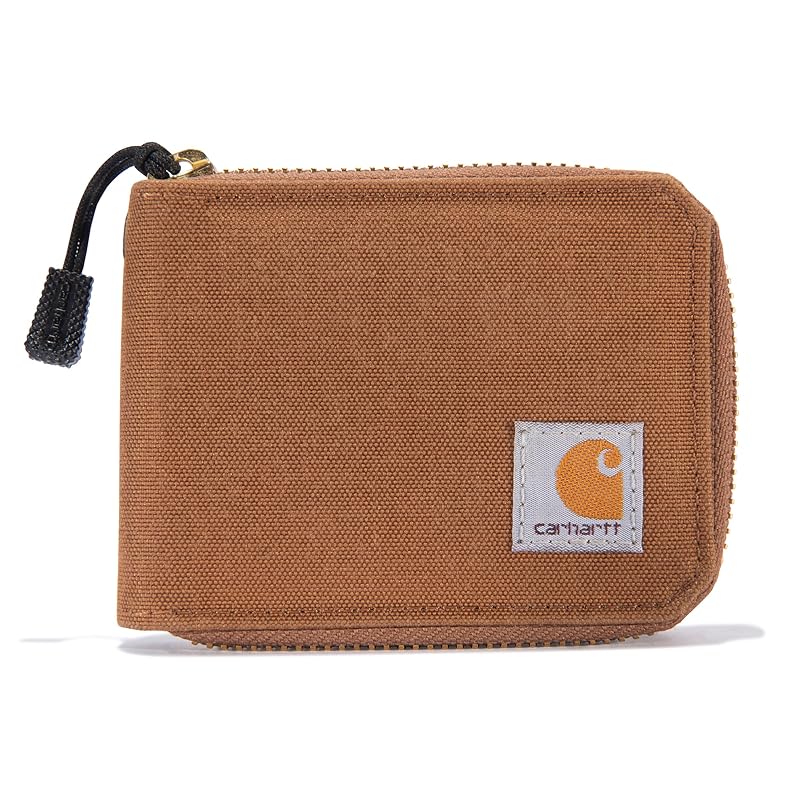 

[Carhartt] wallet Casual Canvas Zip Wallets, Durable Zippered Wallets for Men Brown