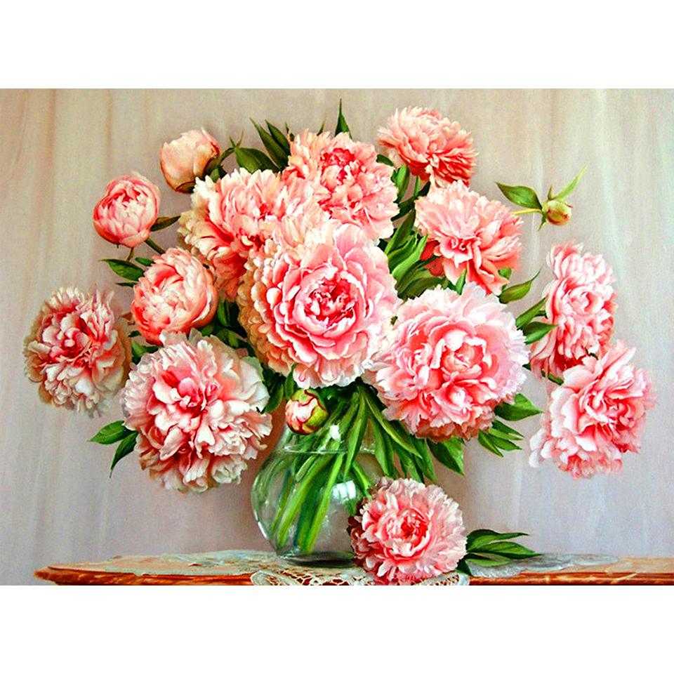 5D DIY Diamond Painting Flower Vase Rhinestone Rose Full Round Diamond Embroidery Cross Stitch Kit Mosaic Art Picture Gift