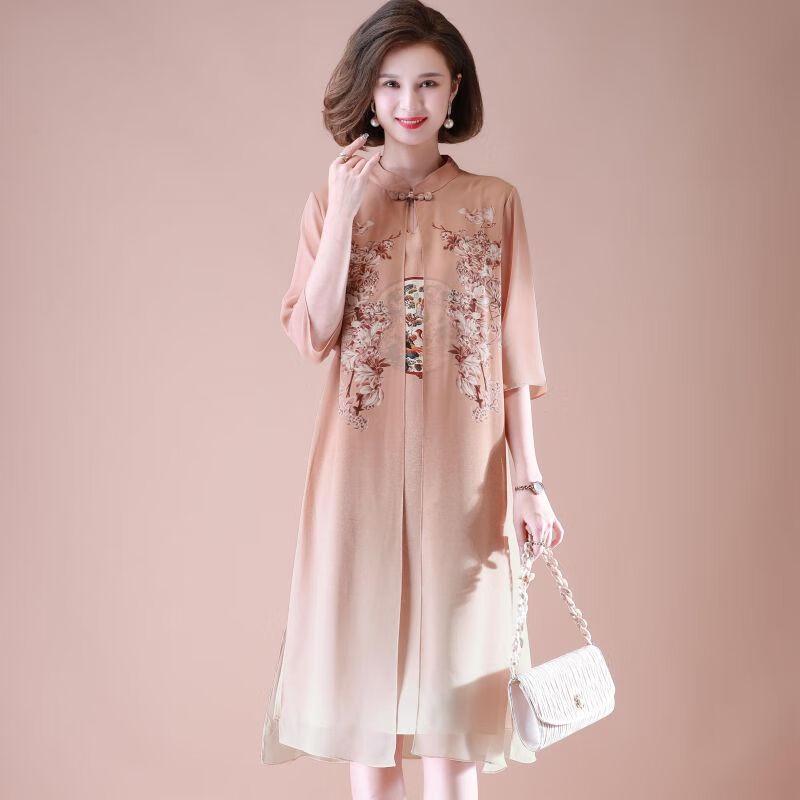XUEXI Women s Elegant Chinese Style Summer Dress 5XL