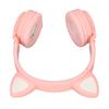 Cat Ear Gaming Headphones Deep Bass LED Light Foldable Cute Cat Ear Headset with Soft Earmuffs