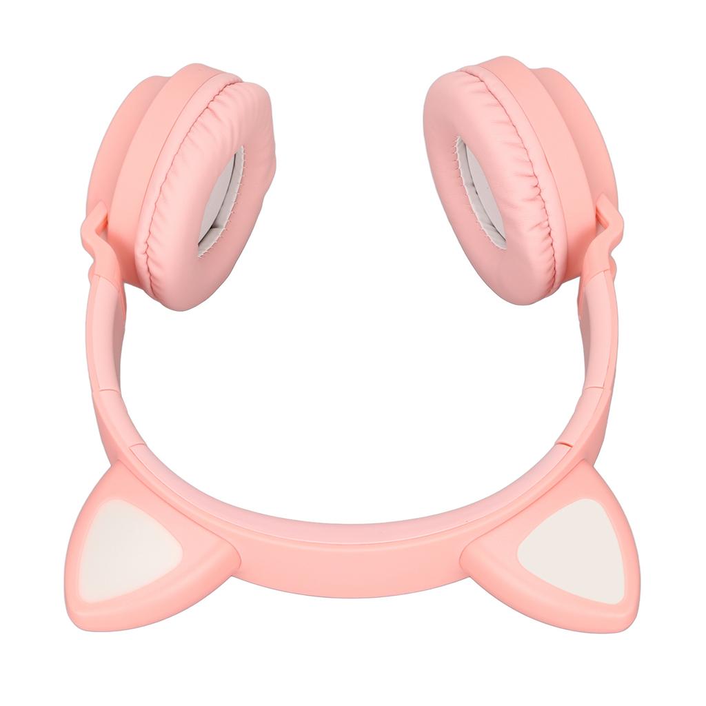 Cat Ear Gaming Headphones Deep Bass LED Light Foldable Cute Cat Ear Headset with Soft Earmuffs