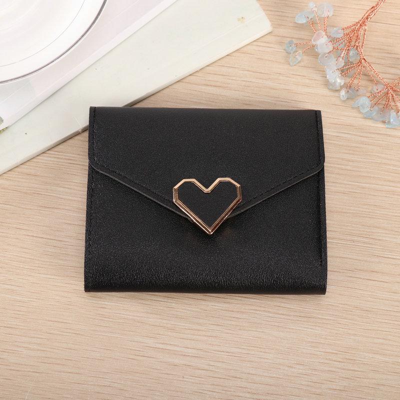 Heart-Shaped Tri-Fold Metal Wallet - Elegant & Versatile Women's Accessory