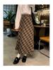 Середньодовга спідниця в клітинку з флісовою підкладкою - Зимова колекція 2025: Універсальна спідниця в стилі молочного чаю