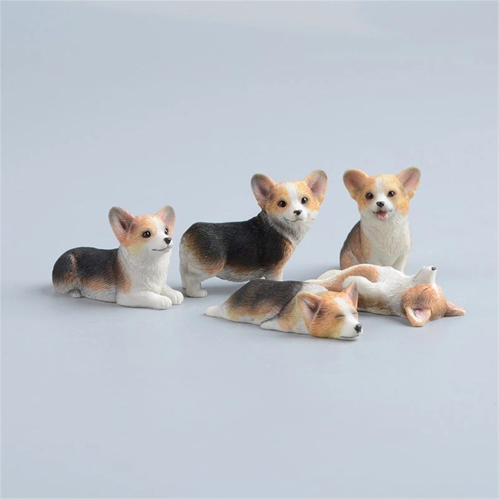 Figures Mini Animal for Kids Dog Doll Simulation Dog Corgi Model Car Ornament Miniature Figurines