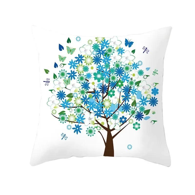 Colorful Tree Print Creative Fashion Cushion Cover Pillowcase Decorative Sofa Home Decor