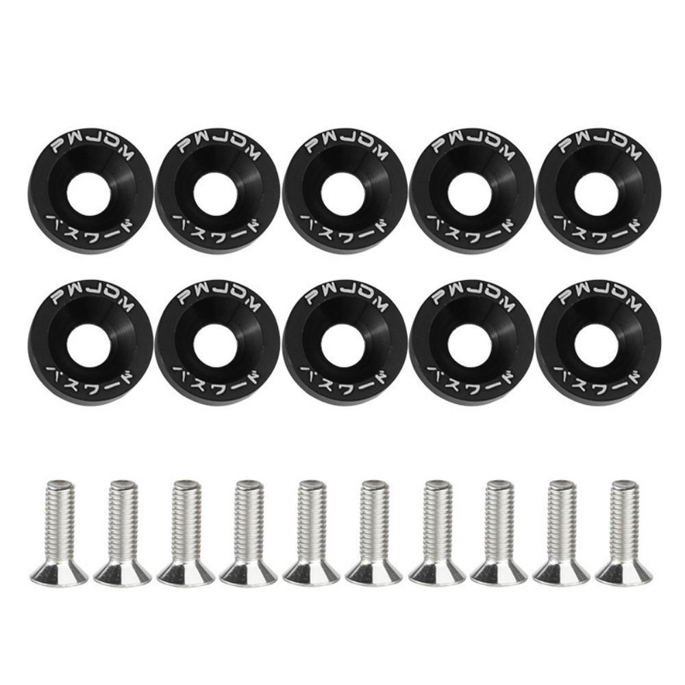 10 stuks/pak M6 Ringen JDM Stijl Universele Scooter Bevestigingsmiddelen Schroeven Aluminiumlegering Zeskant Auto Gemodificeerde Bevestigingsmiddelen