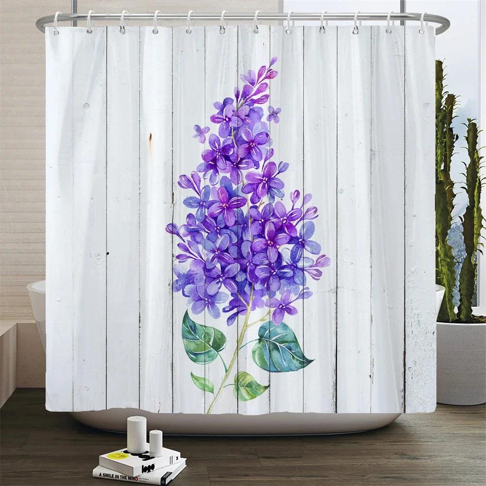 

Beautiful Flowers Printed Shower Curtain Waterproof Polyester Curtain With Hook Decoration Bathroom Curtain 3D Shower Curtains W60H190(CM)-1 Pcs