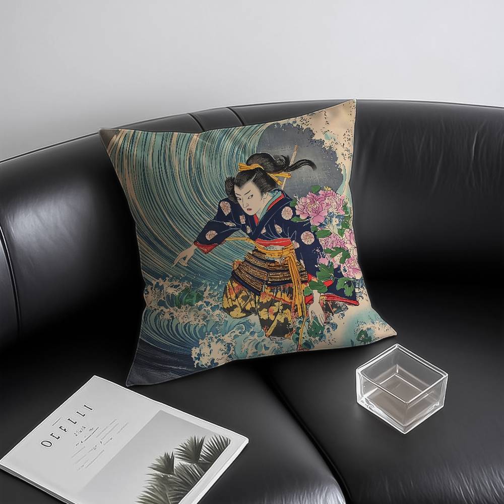 Japanese Ocean Day Pillow Case Anti-dustmite Invisible Zipper Sofa Bed