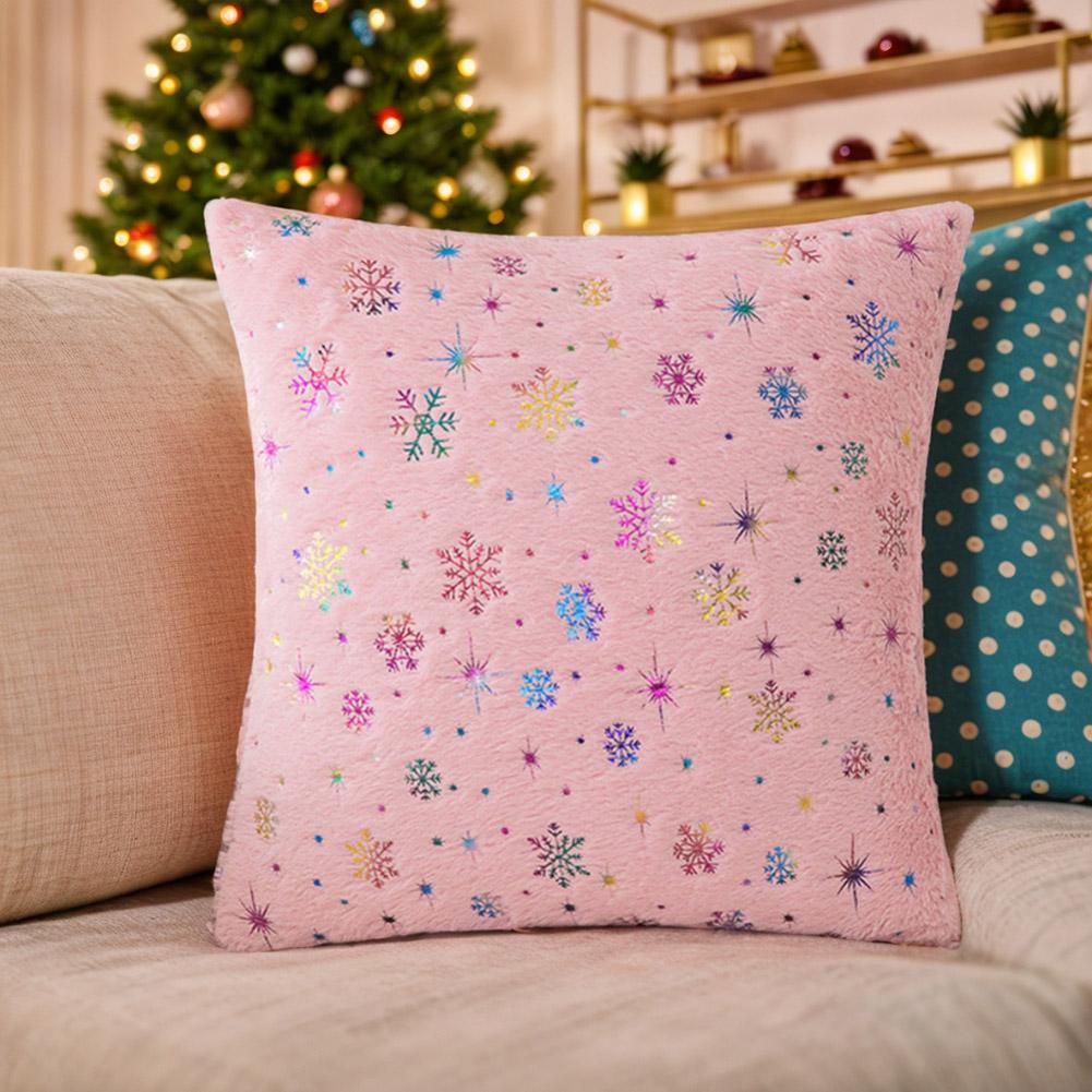 Christmas Decor Velvet Throw Pillows Cover Cushion Covers Hot Stamping Snowflake Throw Pillow Case for Couch Sofa Bed Girls Room