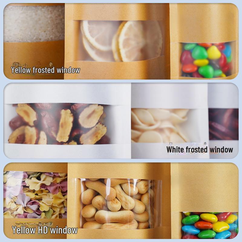 Self-Standing Kraft Ziplock Bag for Tea and Nuts Packaging