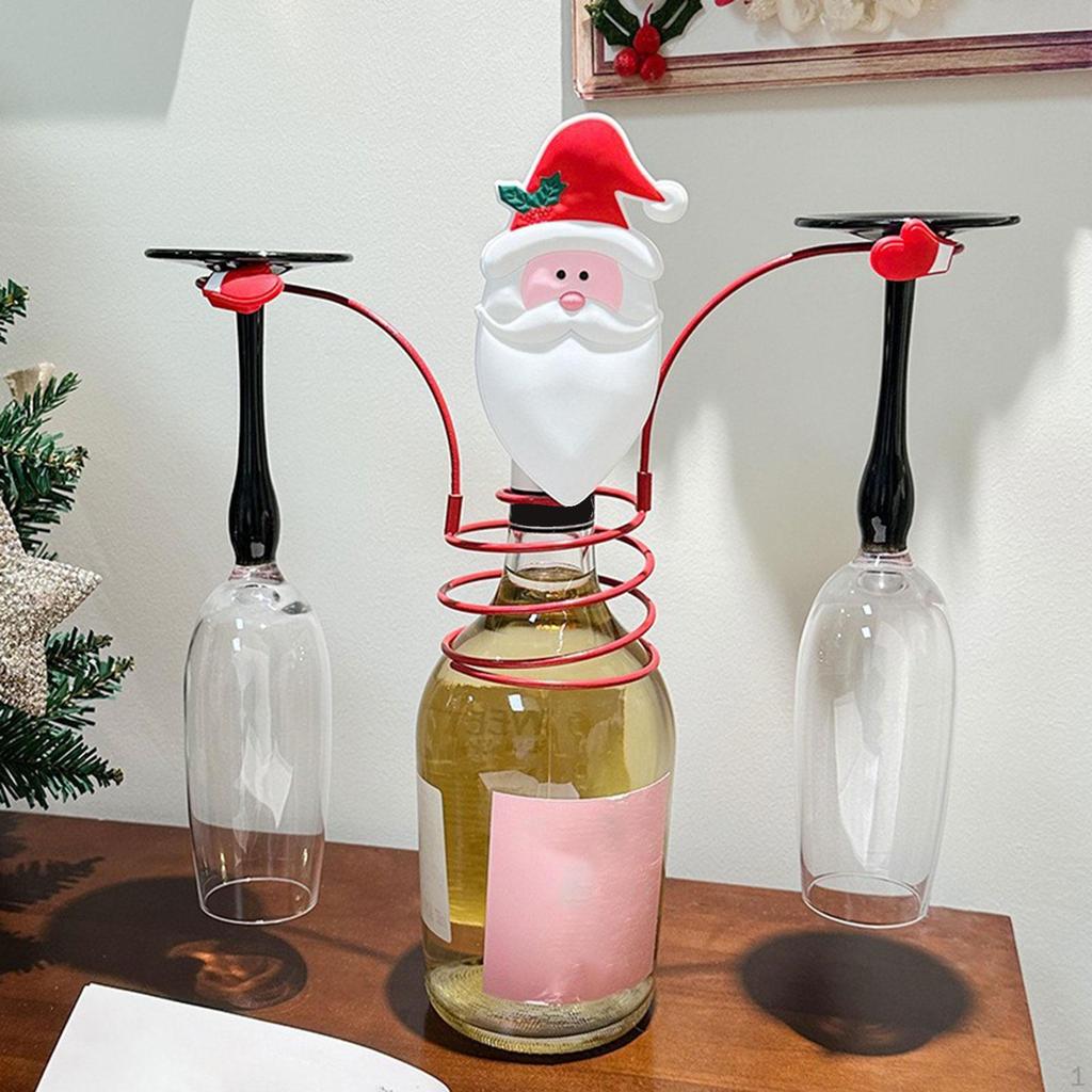Holiday Wine Bottle Glass Holder Kitchen Storage Rack for Bar Shelves Pantry Red Hat
