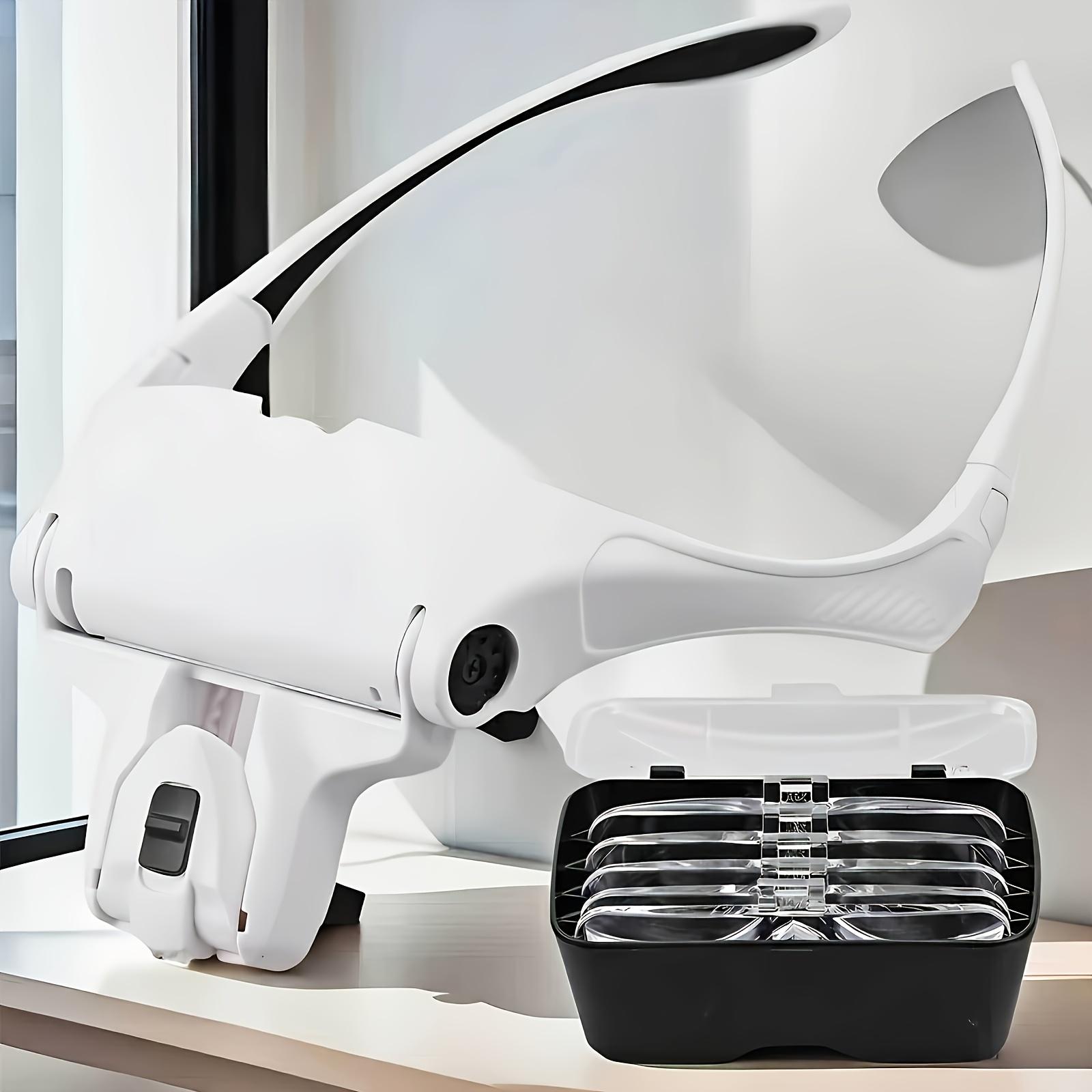 

Легка світлодіодна налобна лупа з регульованим наголов ям і 5 змінними лінзами (Від 1,0X до 3,5X) Портативний дизайн для виготовлення ювелірних виробів 1 set білий