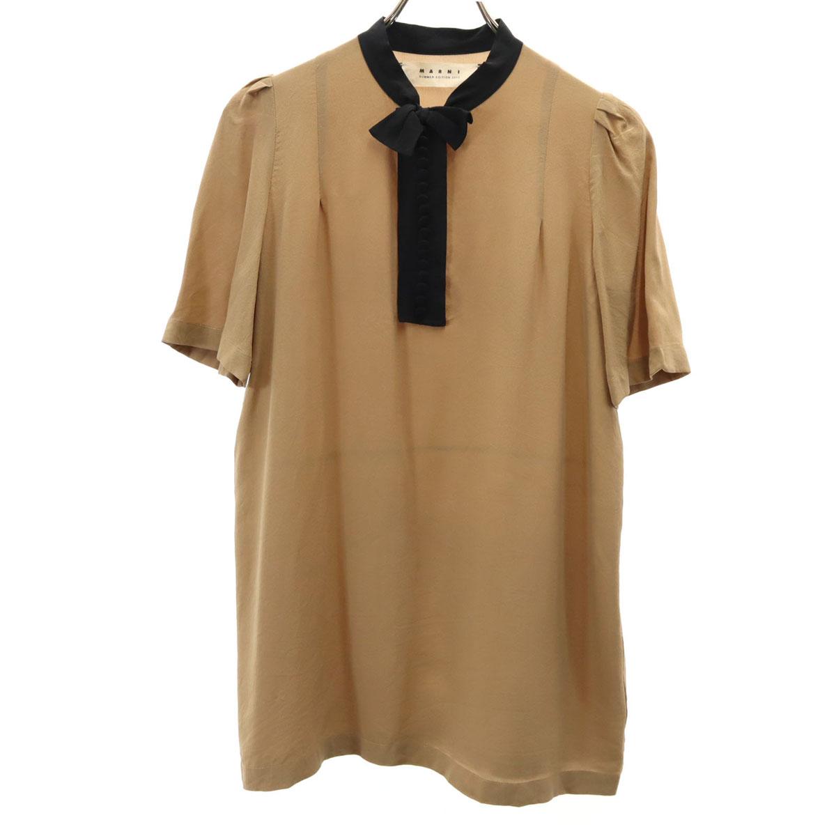 

MARNI Португальский шелк Блузка с коротким рукавом 38 Коричневый пуловер Женский Б/У
