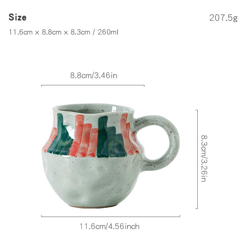 

Japanese Style Ceramic Coffee Mug Handmade Pottery Milk Cup Creative Doodle Office Drinkware 260ml