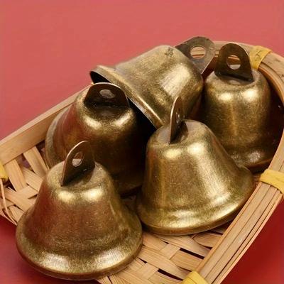5 Stück Bronze-Öffnungen im Vintage-Stil, antike Bronzeglocken, die hell und klar läuten, Weihnachtsdekoration, Glockenanhänger für Haustiere, ideal für die Herstellung von Feiertagspartys