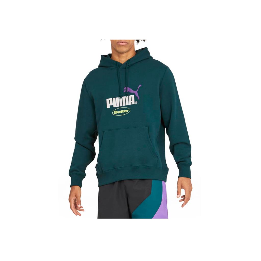Puma X Butter Goods Logo Print Loose Hoodie Unisex Tops Lake-Green 532438-40