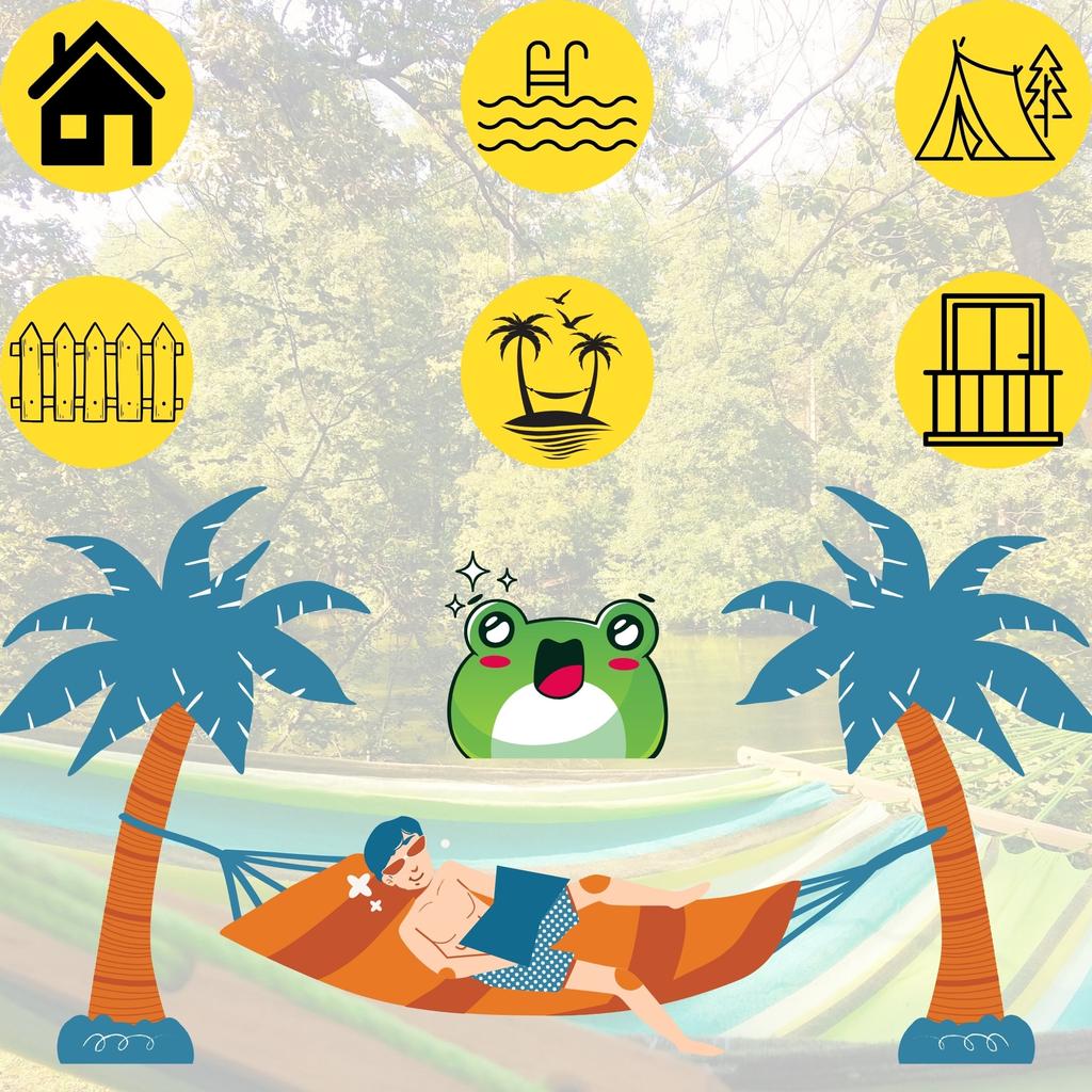 Double Hammock De Gardina 260×150 Cm GALAXIA® Blue Green Wooden Bar Cotton Double Hammock