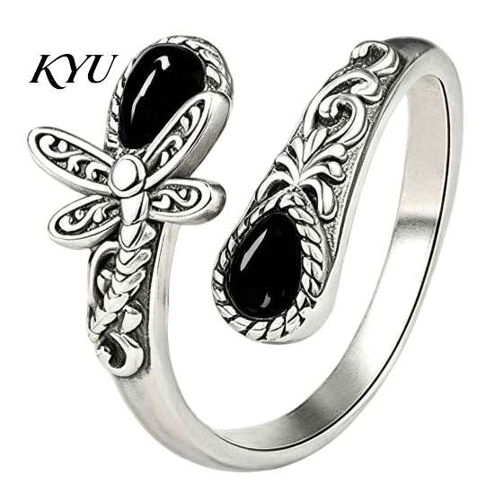 Eleganter Statement-Ring Vintage Faux-Mondstein-Ring, Wassertropfen Falscher Edelstein Verstellbar Offen Damen Heilstein Band Schmuck für Paar,