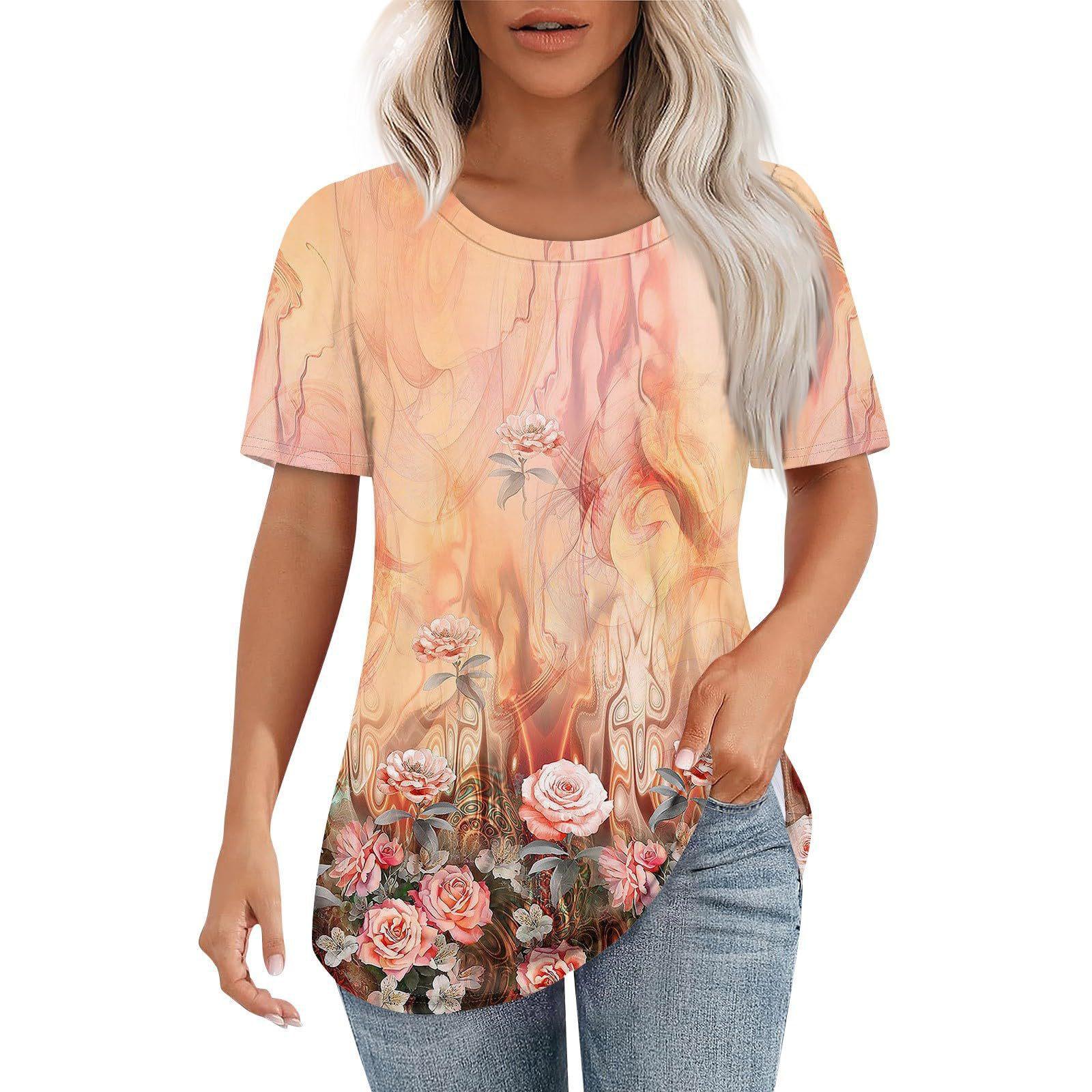 

European Style Women Clothing Casual Versatile Short Sleeve Round Neck T-Shirt WA30 S