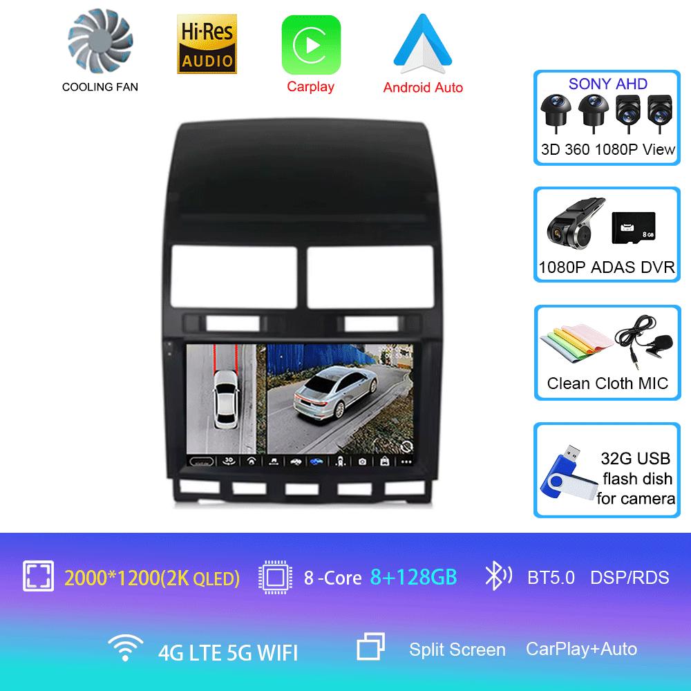 Car Radio Android 14 Carplay Auto For Volkswagen Touareg GP 2002 - 2010 Navigation GPS Multimedia Player Stereo Video wifi+4G BT