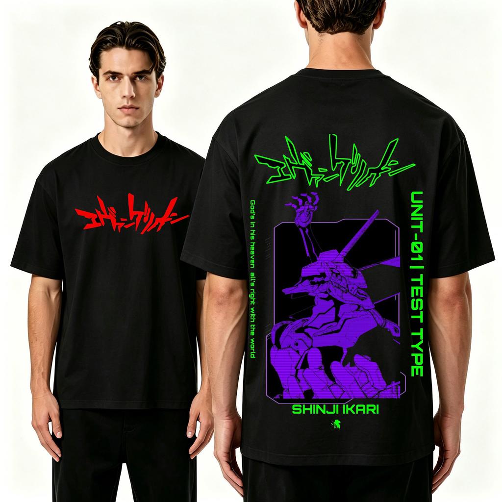 2026 Summer New Arrival Evangelion Pattern Street Style Print ShortSleeve TShirt Y2K Style Suitable for Both Unisex and Unisex