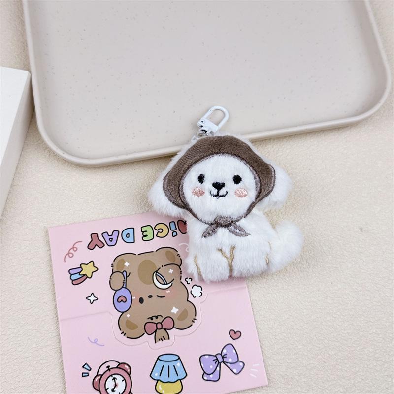 Adorable Dog Scarf Plush Keychain - Backpack Accessory, Doll Figure, Brooch