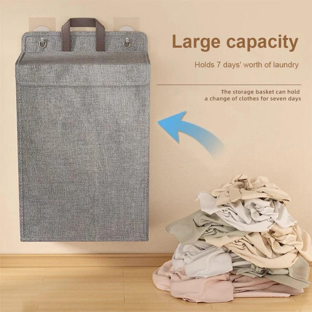 Punch Free Sundries Storage Bag Wall-mounted Collapsible Laundry Basket  Dormitory