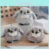 Adorable Cute Plush Owl Pendant Keychain Doll Accessory For Bags And Keys In Gray Blue And Brown Tones