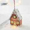Long-lasting Festive Charm Christmas Gingerbread House Ornament Wooden Light Up Village Easy Storage Tree Hanging Ornaments for Holiday Winter