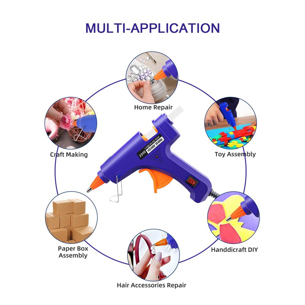 20W Hot Melt Glue Gun Household Industrial Mini Guns Electric Heat Temperature Tool Use 7mm Glue Sticks